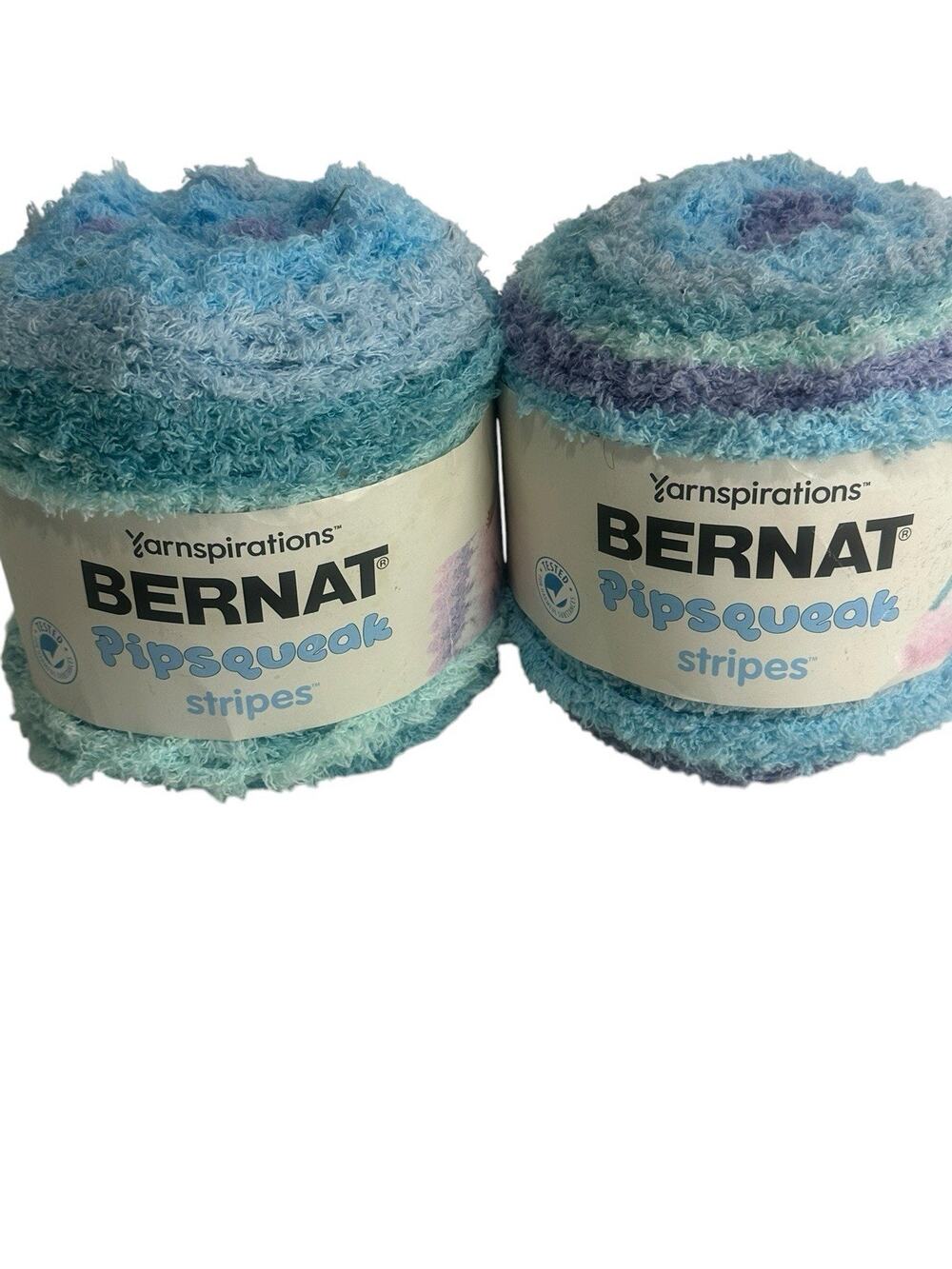 Lot 2 Bernat Pipsqueak Stripes Yarn Box Car Blue 60009 284 Yds Discontinued